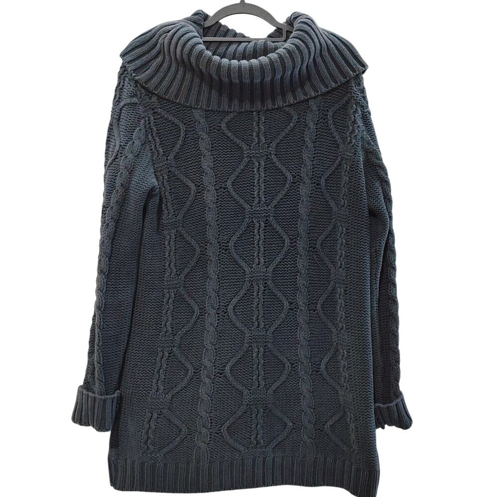 525 America Chunky Knit Cowl Neck Gray Cotton Tunic Sweater USA Made Womens XL